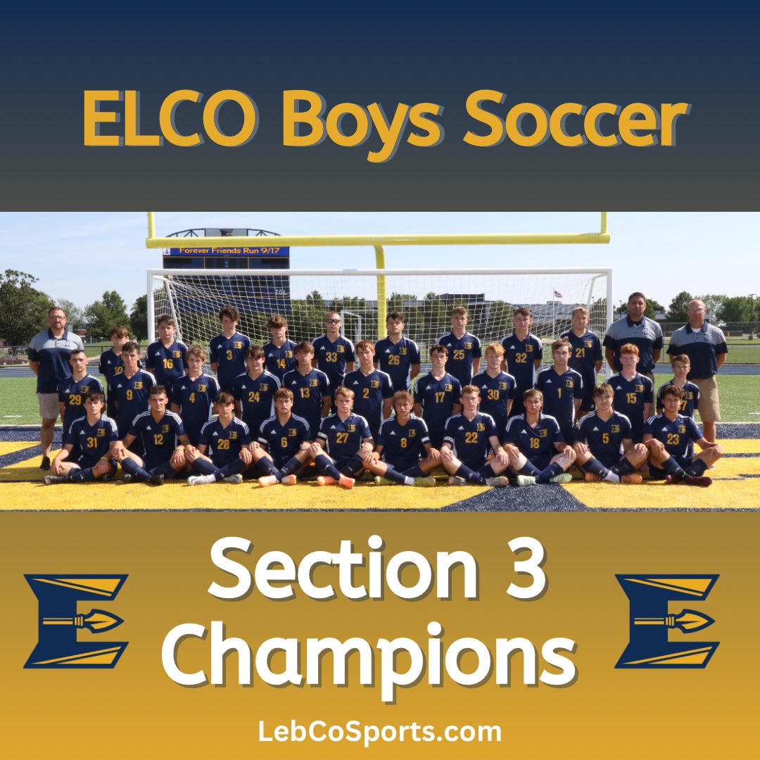 LebCoSports.com (@lebcosports1) on Twitter photo Congratulations to the ELCO Boys Soccer Team on repeating as Lancaster Lebanon League Section 3 Champions!!!
<a href="/ELCOAthletics/">ELCO Athletics</a> Congratulations to the ELCO Boys Soccer Team on repeating as Lancaster Lebanon League Section 3 Champions!!!
<a href="/ELCOAthletics/">ELCO Athletics</a>