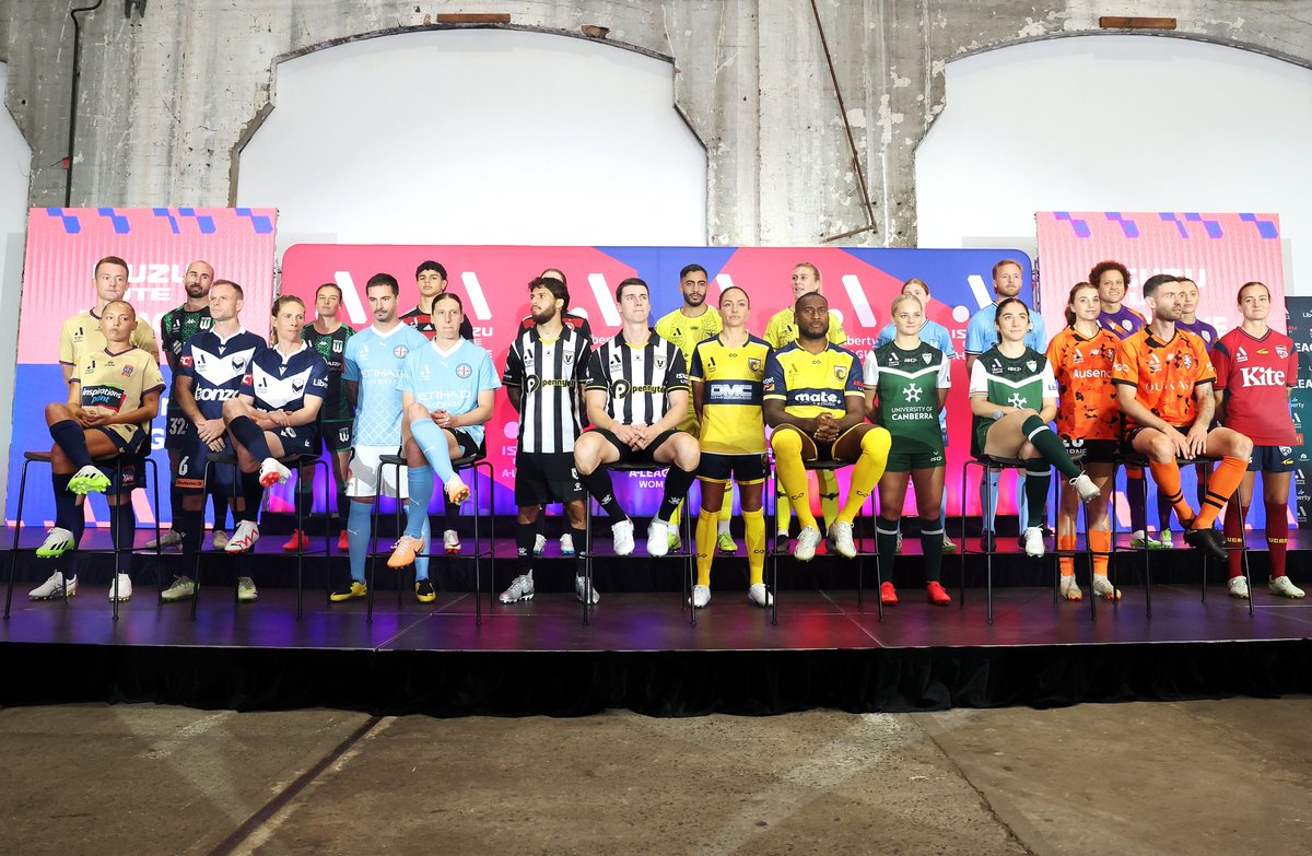NewcastleJetsFC's tweet photo. 2023/24 Season launched! 🚀

Brandon O'Neill and Libby Copus-Brown represented the Jets earlier today at the A-Leagues season launch in Sydney. ✊

#BondedByGold https://t.co/SaYQN2DUFj