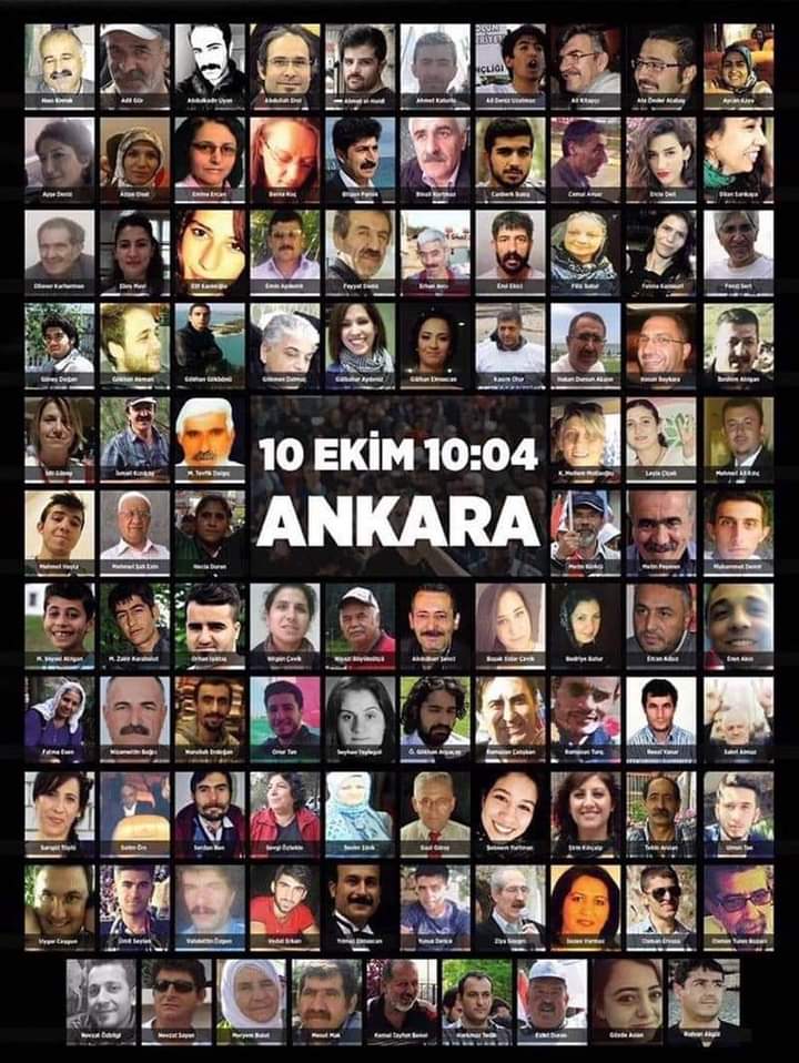 10 Ekim Ankara Gar katliamı. Katilleri tanıyoruz. Hala serbest olduklarını biliyoruz #10ekimkatliamı