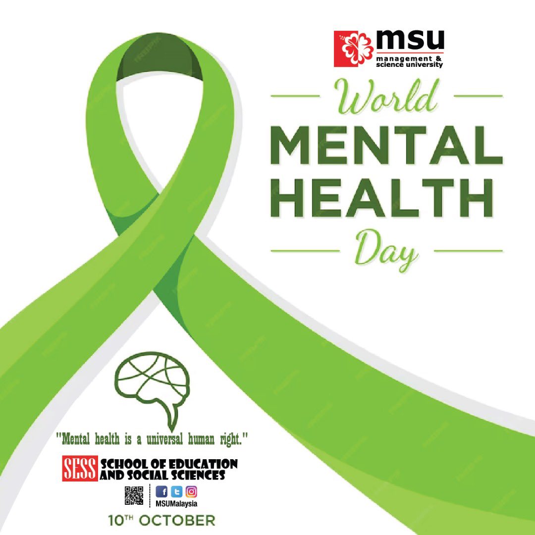 MsumalaysiaS's tweet photo. World Mental Health Day: Mental health is a universal human right.
@MSUmalaysia #worldmentalhealthday
#SESS
#BPSY #BCG https://t.co/ipgP3uxQRH
