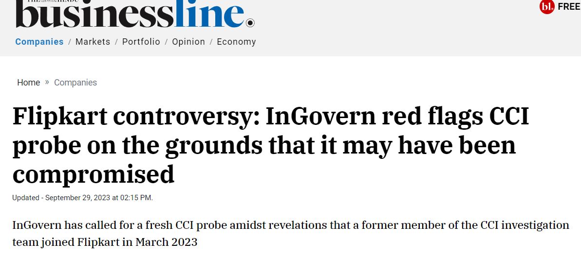Request #GoI to look into this serious issue. This will affect the integrity of Competition Commission of India. The concern stems from the fact that a former member of the #CCI investigation team joined #Flipkart in March 2023. There should be a minimum lock in period of a few