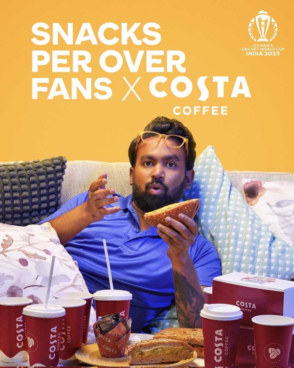 CostaCoffeeInd's tweet photo. Match days are incomplete without your favourite snacks😋. Have you stocked up for India vs Afghanistan tomorrow?🥳

#FansXCostaCoffee #ICCWorldCup #CricketWorldCup2023 #Coffee #CoffeeFans #Cricket #CostaCoffee #CostaCoffeeIndia https://t.co/arO3UUxIqZ