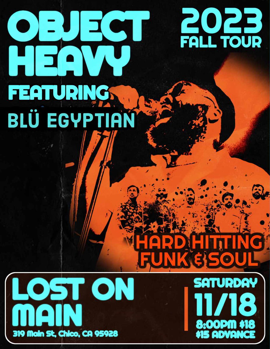 bluegyptianband's tweet photo. Chicoooo!!! Catch us 11/18 at Lost on Main supporting @ObjectHeavy 🔥 #blüegyptian #jamband #indiegroove #soul #Funk #Dance #chico #chicoca #chicocalifornia #livemusic #norcal #buttecounty #buttecollege #chicostate #chicostateuniversity #nightclub #LateNight #Disco #objectheavy https://t.co/EzMBCFAAAu