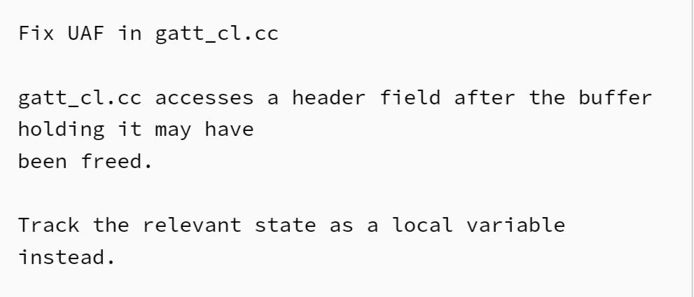 antiselfdual's tweet photo. So I was looking at the 3 critical open source CVE bug fixes in Android's September security bulletin, all in the Bluetooth module, and it's such a shame it hasn't all already been rewritten in Rust: https://t.co/vK9ImLzfzT