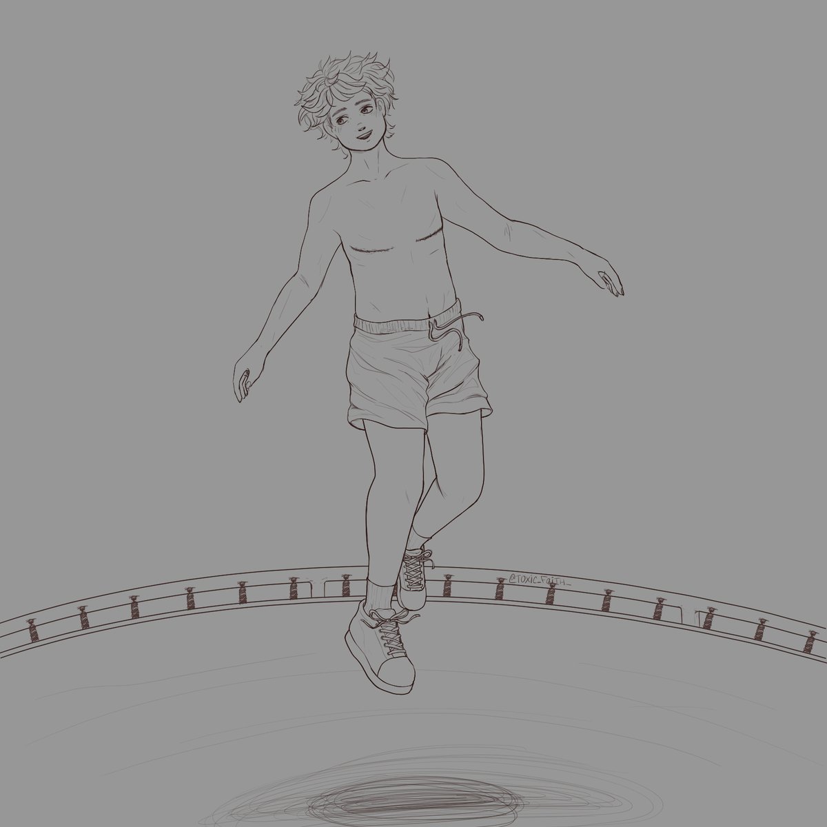Toxic_Faith_'s tweet photo. Inktober Day 9! Bounce!
OC jumping on a trampoline!
#Inktober #inktoberday9 #inktober2023 #inktoberbounce #trampoline #oc #transoc #topsurgeryscars #drawing #art #digitalart https://t.co/gXpndIewOw