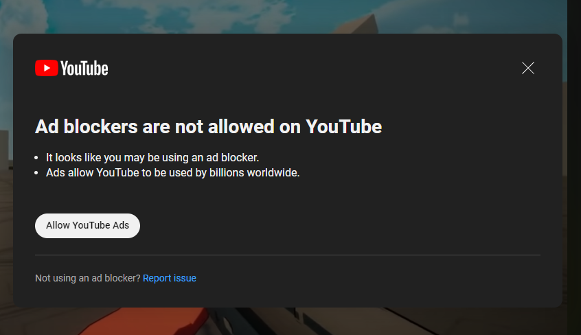 flickfliers's tweet photo. Ad blockers are not allowed on @YouTube  whaaattttttttttttttttttttttttt https://t.co/cuT72BpHVy