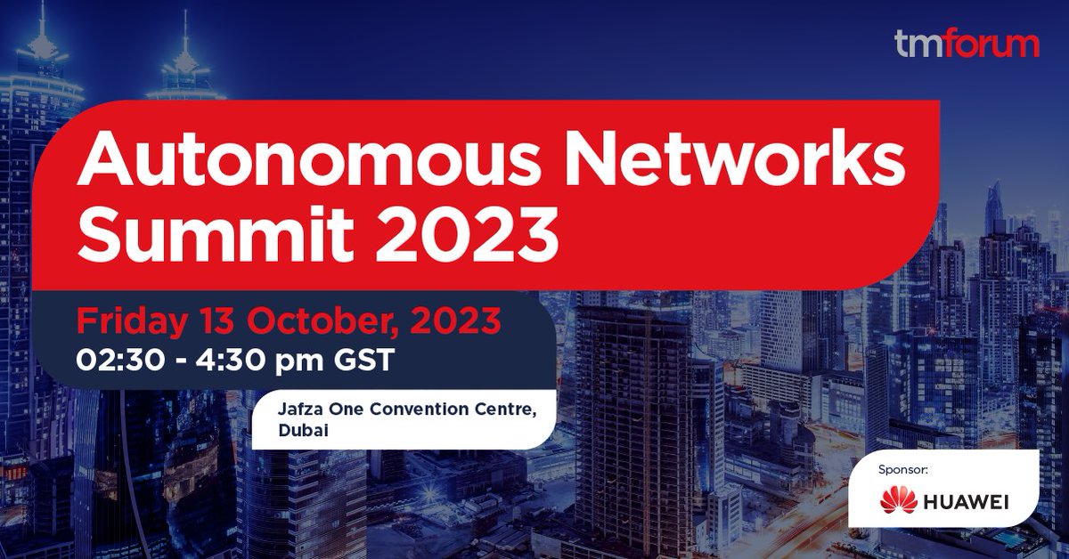 Join us at our next Autonomous Networks Summit in Dubai on Friday, October 13, to hear from trailblazers creating real change and inspiring others with their #autonomousnetwork’s strategy &amp; best practices. 

Learn more: ow.ly/hVuR50PS4t4 #Telecommunications #Technology