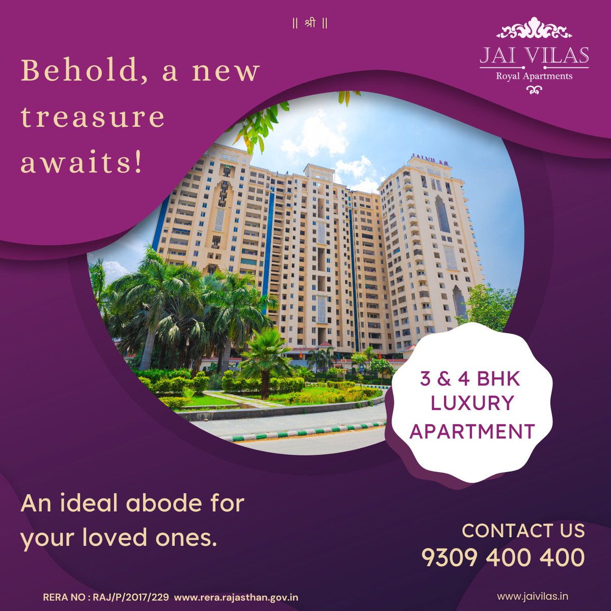 Explore our exquisite 3BHK and luxurious 4BHK flats with breathtaking views and modern amenities. Elevate your lifestyle today! 🏡

For more details contact: +91-9309400400
#JaiVilas #3bhkflats #luxuryflats #flatswithamenities #flatsforsale #dreamhome #jaipur #realestate