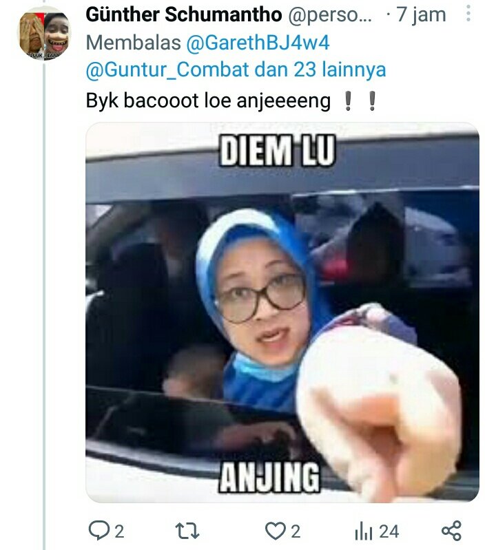 Guntur_Combat's tweet photo. @Petruk_Penipu @person_sandora @damianpenyulep @Resty_J_Cayah ntuuh akun nyang oper grop msh ade kaga gw kaga tmpakan nyang akun trnak grop kelen bwt ikt GA
bchoottthh same2 ude prnh jg gto
😂😂😋😋😗😗
@person_sandora 🐒🐒🐶🐶🐩🐩 https://t.co/VvqmB6s5wM