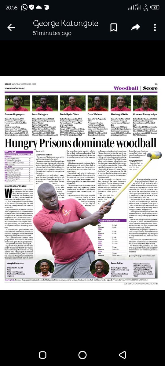 prisonswoodball's tweet photo. Thanks @DailyMonitor @Monitor_Sport @Katongole100 
#maroonsarmy
#thecorrectionals https://t.co/NFxQ0nnYDC