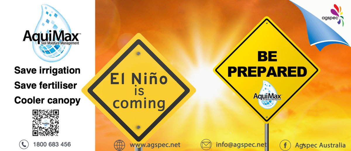 AgspecAus's tweet photo. 🌡️Growers are seeking WUE solutions for a hot dry El Niño summer ☀️#Agspec is committed to aiding #growers with solutions like #AquiMax® soil management to improve moisture retention & water availability 💧
📰Read our latest article 👉 https://t.co/qFevxdPWwf https://t.co/i60t6He5oW