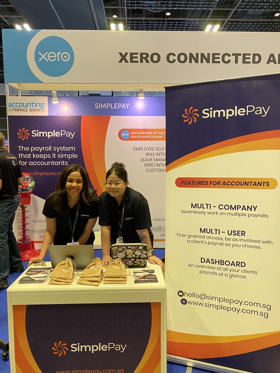 SimplePay's tweet photo. Our team is ready to chat, answer your questions and connect with you at the Finance and Accounting Show Asia! Come say hi, explore our latest innovations and share your thoughts with us. We can't wait to see you there!

#AFShowAsia #Singapore #payrollsoftware https://t.co/xhnAXf3Txb