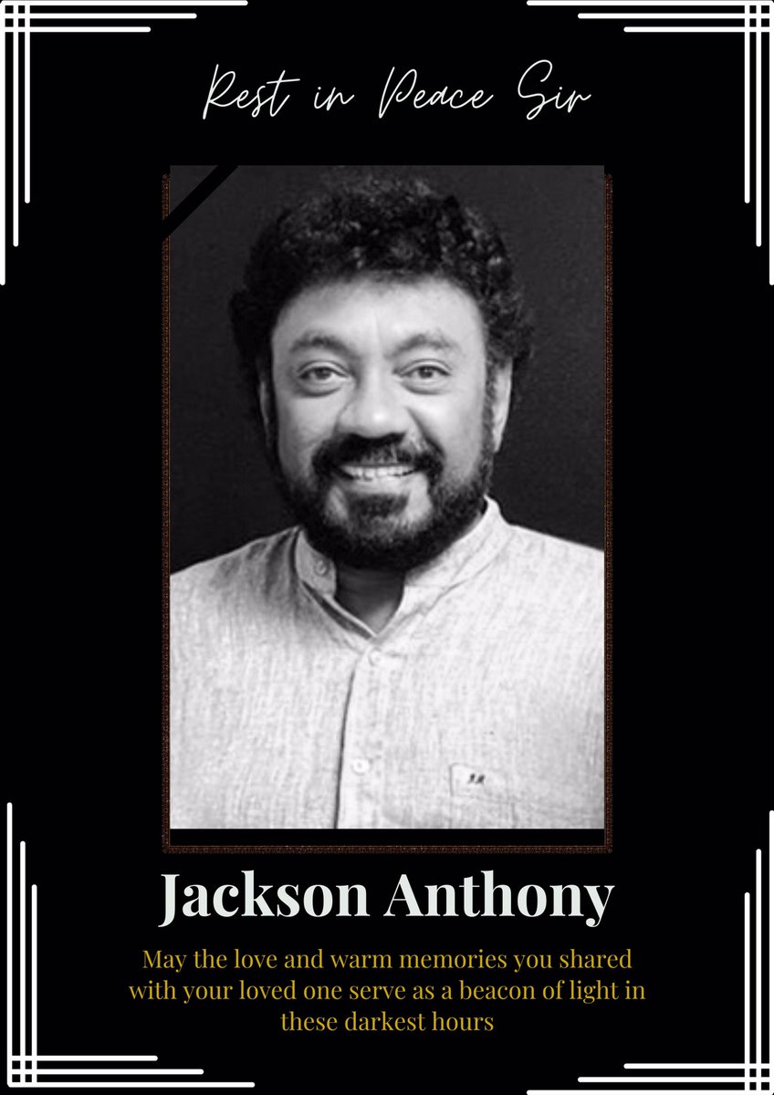 TeamJaquelinee's tweet photo. Statement By #JacquelineFernandez & Team !
One of the greatest SriLankan personality, a philosopher , actor #JacksonAnthony , May God keep you by His side!
#SriLanka #lka https://t.co/TBU48Seylk