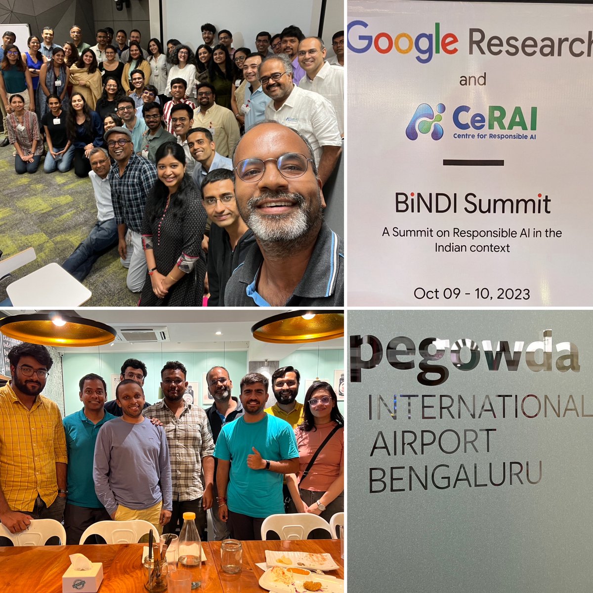 ponguru's tweet photo. During day: What is #ResponsibleAI? #Opportunities #Risks? #Interventions #Mitigation strategies? #Challenges? #BiNDI Summit @Google Research.

Evening: #Hostels #Canteen #Courses #Assignments #HumanValues #Sandwiches, many more with #IIITHAlumni #Bengaluru. ❤️ #ProfGiri-day ❤️ https://t.co/9rbmBynaR5