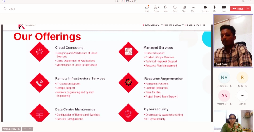 Our October MCM concluded with showcase session of Kritech Technologies Pvt Ltd (Start-up of our National president Kriti Choudhary)
#technology  #innovation  #FutureTech  #AI  #techworld #wicci #WICCIINDIA #WICCIWoman
<a href="/wicci/">wicci</a> <a href="/harbeenarora/">Dr. Harbeen Arora Rai</a> <a href="/KRITECH_21/">Kritech Technologies Pvt Ltd</a> <a href="/kriti_8919/">Kriti Choudhary</a>