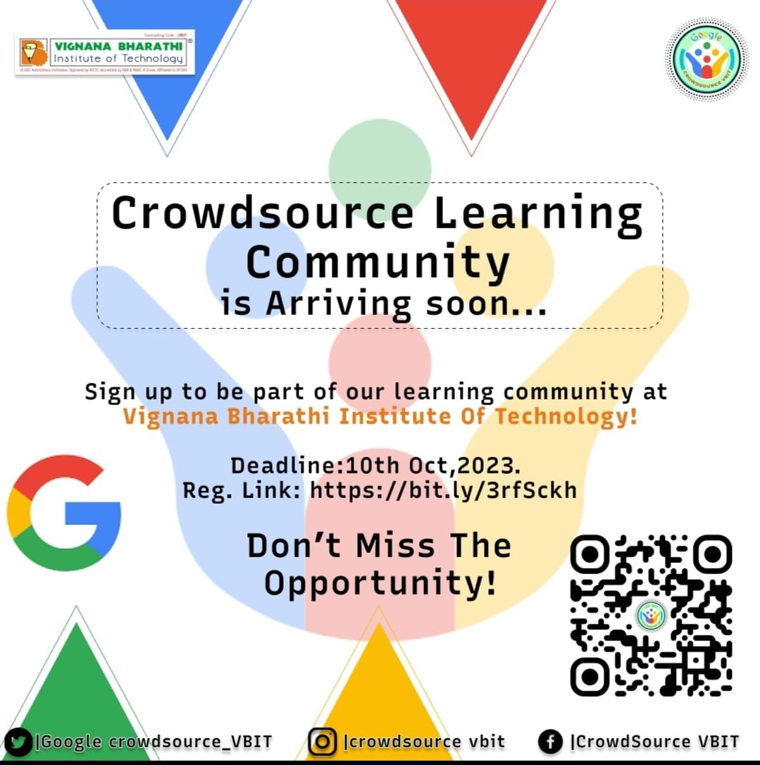 VBITHYD's tweet photo. 🎓 Join Google Crowdsource Learning Community!
This program is proudly supported by Google.
🔗 𝐑𝐞𝐠𝐢𝐬𝐭𝐞𝐫 𝐧𝐨𝐰:
https://t.co/f2HZSvI8ex

To claim your Google Certifications fill this sheet.
https://t.co/p3wZ7fN3PO…

#VBIT #Crowdsource #CareerGrowth #CrowdsourceLearning https://t.co/NHuTpySEJH