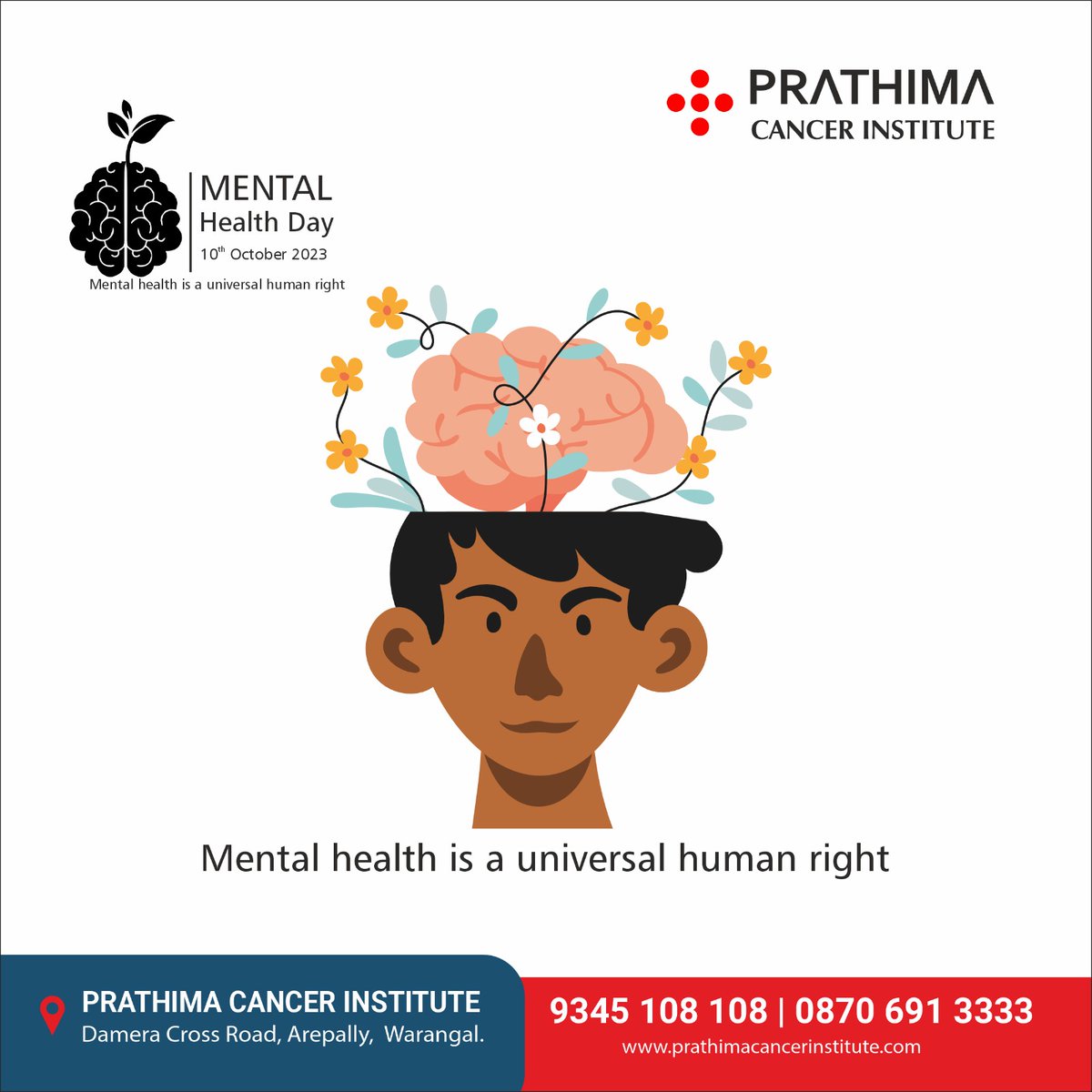 Mental health is a universal human right.

#WorldMentalHealthDay #MentalHealthMatters #MentalHealthAwareness #MindMatters #MentalHealthForAll #HealthyMindHealthyLife #BeKindToYourMind #specialday #trending #trendingnow #prathimacancerinstitute #prathima #PCI