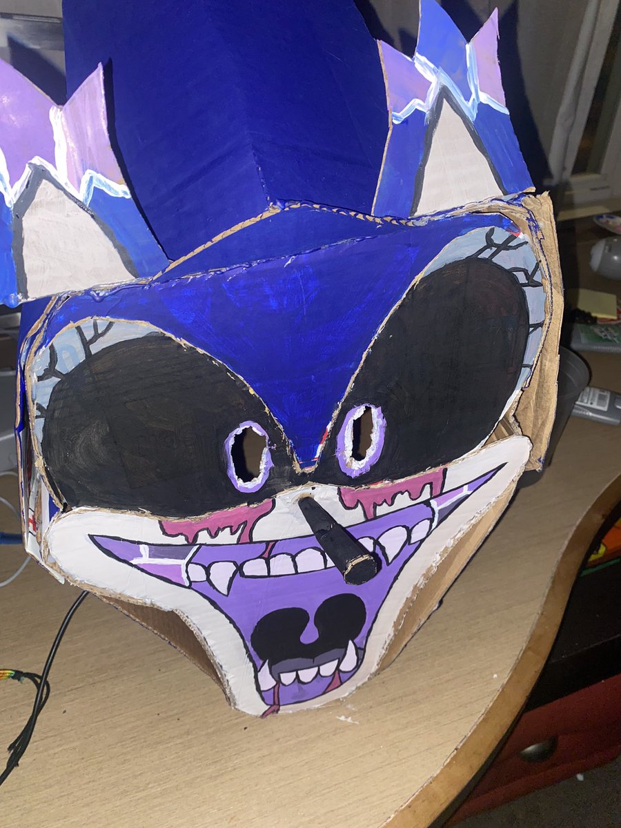NegativeInsane's tweet photo. Xenophase Sonic.EXE Mask for Halloween #Halloween #Mask #halloweencostume @Iosermakesgames @ASTRANOMICONX https://t.co/cjqH224h3M