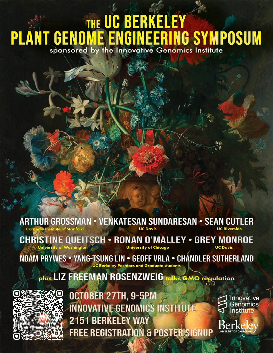 Public registration is OPEN for the UC Berkeley Plant Genome Engineering Symposium! This 10/27.

Featuring global luminaries at the forefront of plant engineering, and hosted in the heart of gene editing <a href="/igisci/">Institute for Geographic Information Science</a>. 

Seats are limited. Register for free now: rb.gy/iv1tt