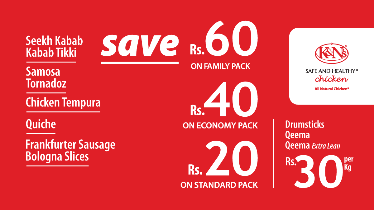 KandNs's tweet photo. Save Rs. 60 on Family Packs, Rs. 40 on Economy Packs, and Rs. 20 on Standard Packs.

Also, save Rs. 30/kg on Drumsticks, Qeema and Qeema extra lean.

Order now at https://t.co/PpeCBOJJgs or call 0800 11156, for Free Home Delivery
#KandNsPakistan https://t.co/JPLMxnG9Hx