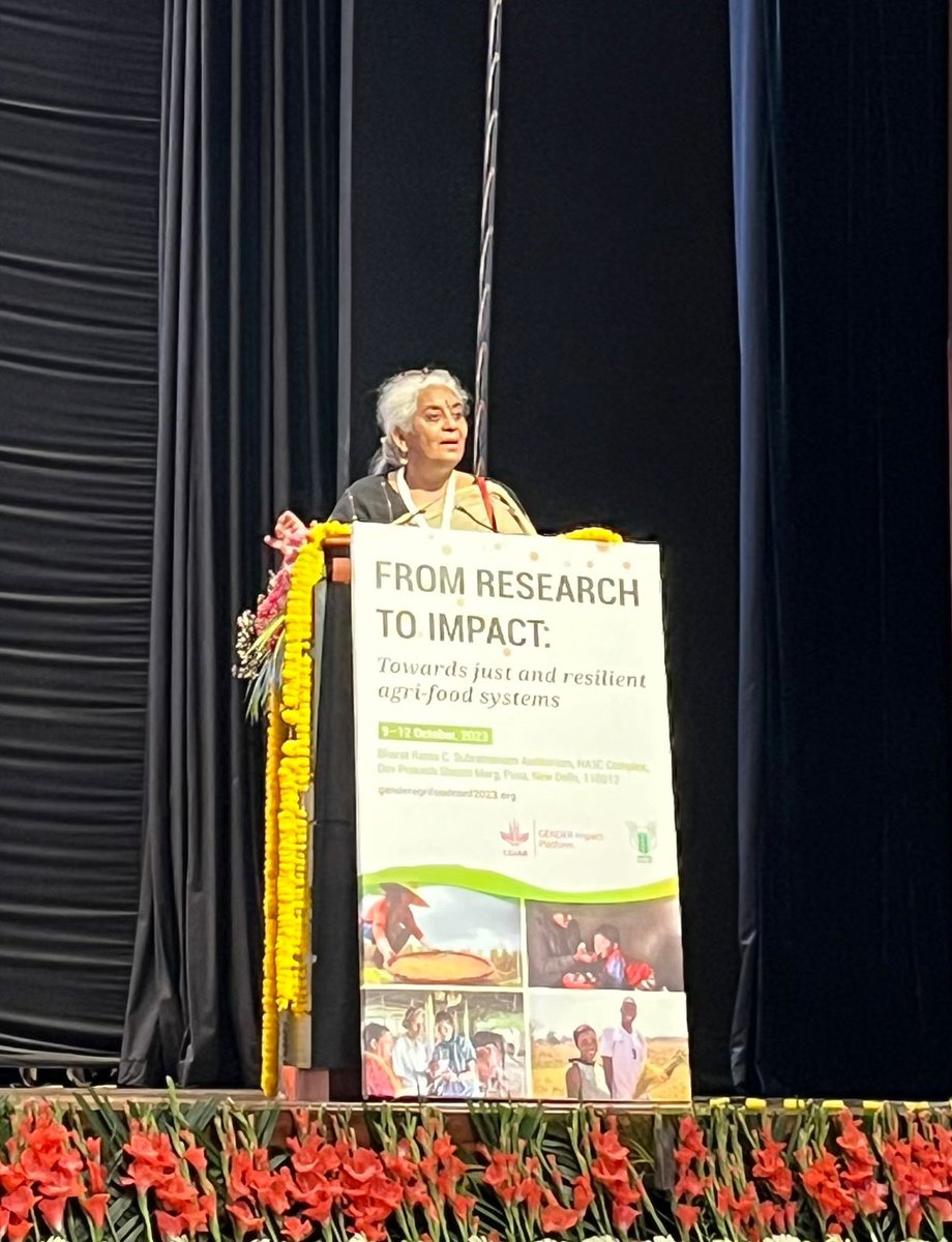 Day 2 Plenary: ‘Grounding the research: Experiences from the field’ 

For bringing substantive quality, we need to introduce enough for all rather than abundant surplus profits- Soma K Parthasarathy of @MahilaKisan.

@icarindia @CGIARgender 

#GENDER2023 #GenderInAg