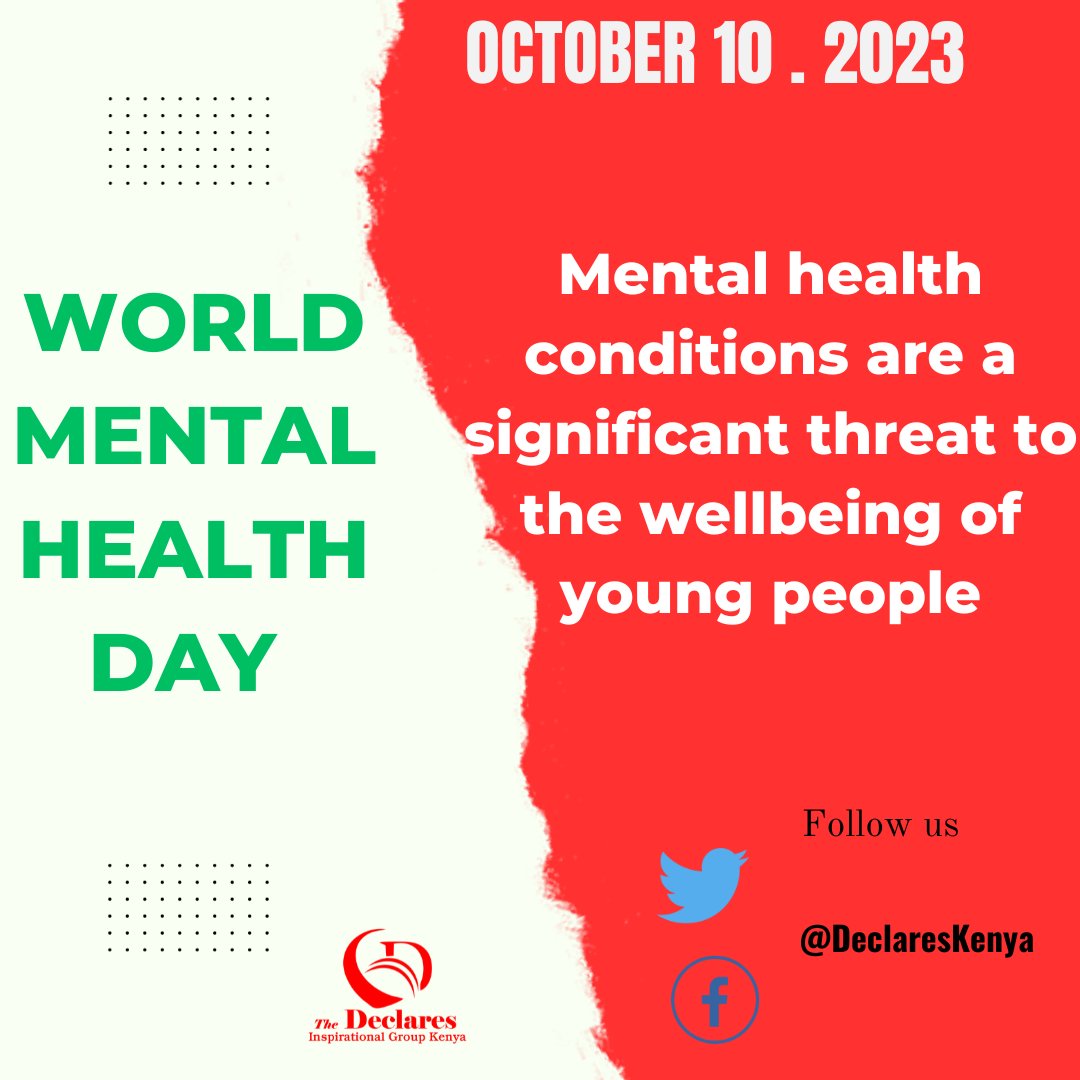 DeclaresKenya's tweet photo. As we celebrate #WorldMentalHealthDay  we are cogniizant that Mental health conditions are a significant threat to the well-being of young people in kenya #MentalHealthMatters #MentalHealthAwareness #mentalhealth #DeclaresTv https://t.co/62Wo8GFfen