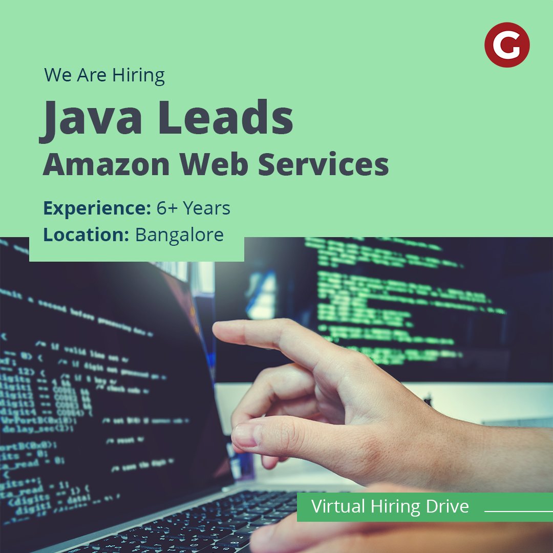 gspanntech's tweet photo. #GSPANN invites you to a #VirtualHiringDrive in #Bangalore this weekend. 

View all open walk-in jobs here: https://t.co/b6antdiMW1

View all #GSPANNjobs: https://t.co/Cd9hZOiYGg

#JavaJobs #AmazonWebServices #AWSExperts #JavaExperts #Jobs #Hiring #LetsCoCreate #GSPANNFamily https://t.co/wBC6v5amBs