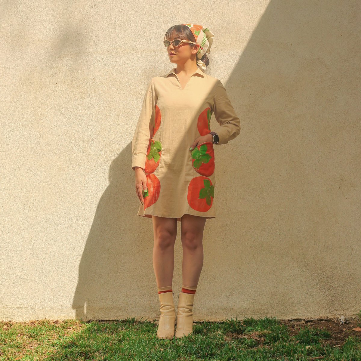 camilleeeoo's tweet photo. day 5 of #printmonth — a persimmon dress to compliment the persimmon bandana. 🧡🌞 https://t.co/kAXiamEDYA