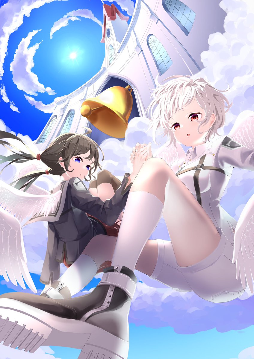 yussann_Hi's tweet photo. 舞い降りた天使たち
#イラスト #ペア画

白→@yumi_mir      黒→@sigure_sp https://t.co/XkgC1O6pCl