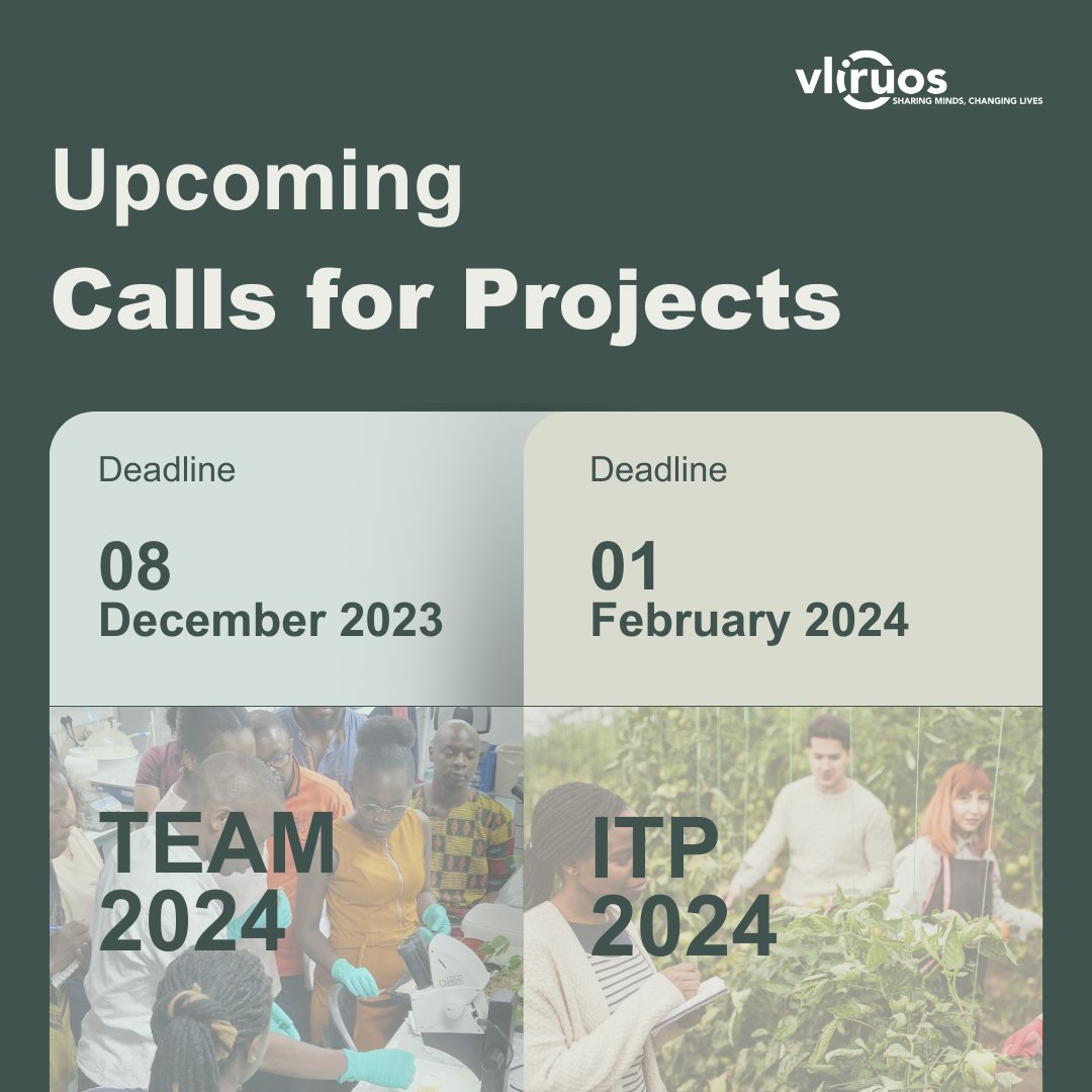 🌐 Exciting News! VLIR-UOS is launching two project proposal calls:

🌱 TEAM 2024 (Open Now - Deadline 8/12/23)
🤝 ITP 2024 (Coming Soon - Launch 10/11/23)

Visit vliruos.be for more information
Let's go sustainable this year! 💚💪

#SustainableDevelopment