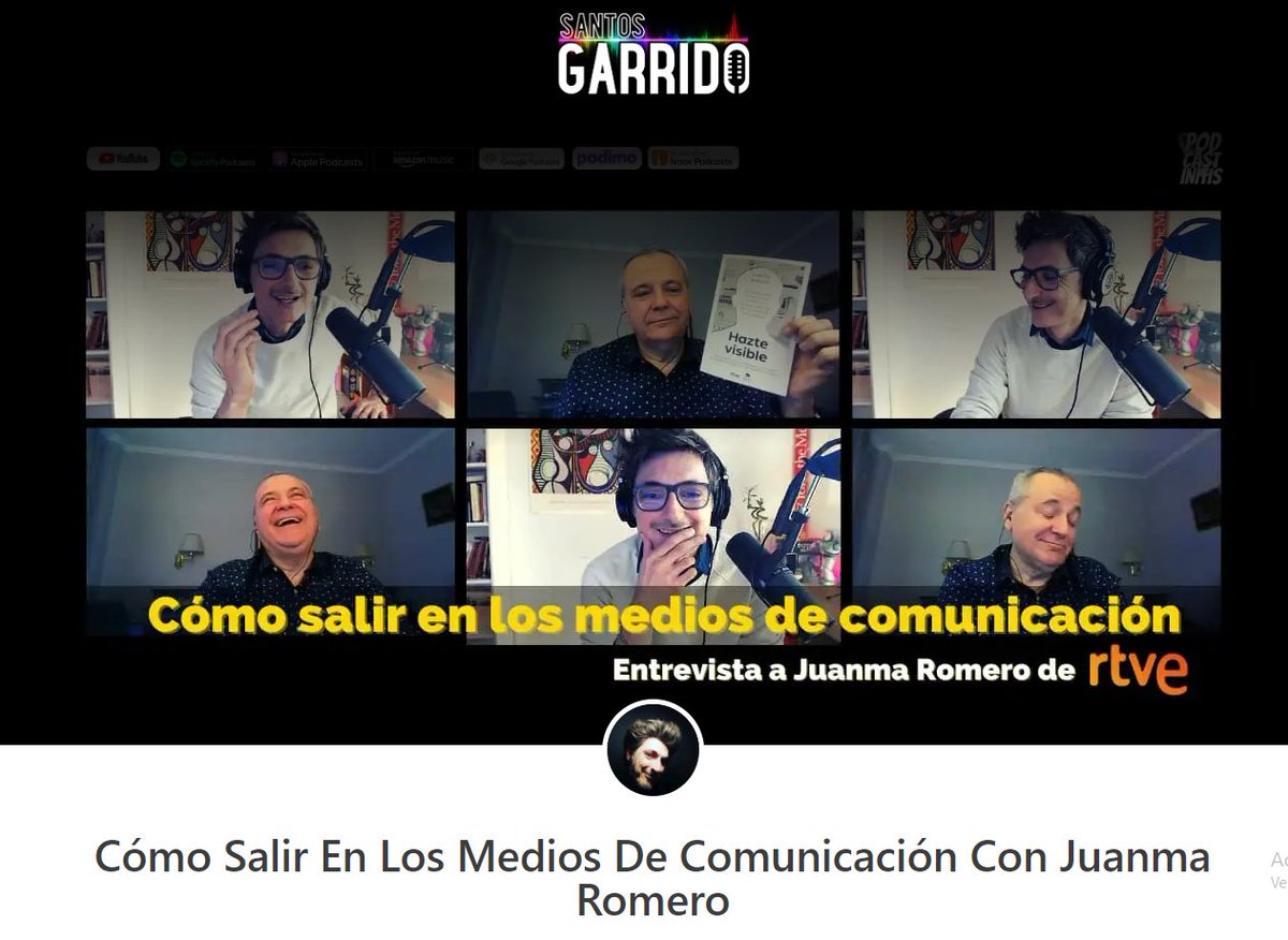 🔥  Cómo dar un golpe en la mesa con la comunicación y el marketing de tu negocio
🎯Juanma Romero nos cuenta lo más importante para que una marca, profesional o empresa salga en los medios de comunicación.
santosgarrido.com/como-salir-en-…
#podcast #televisión #marketingonline