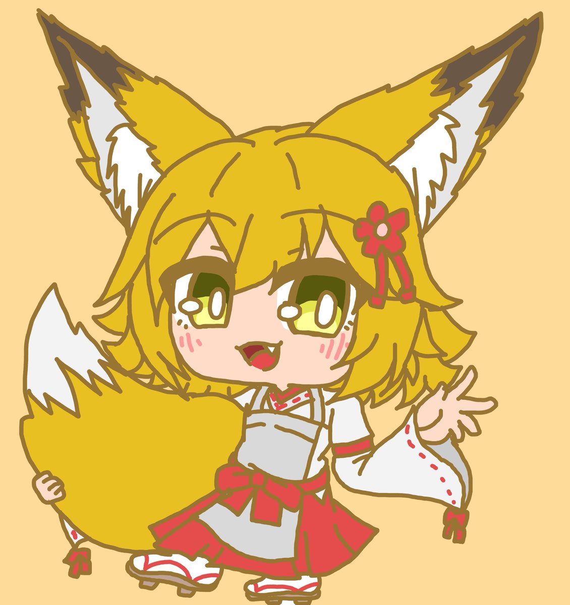 1girl animal ears fox ears tail fox tail solo japanese clothes  illustration images