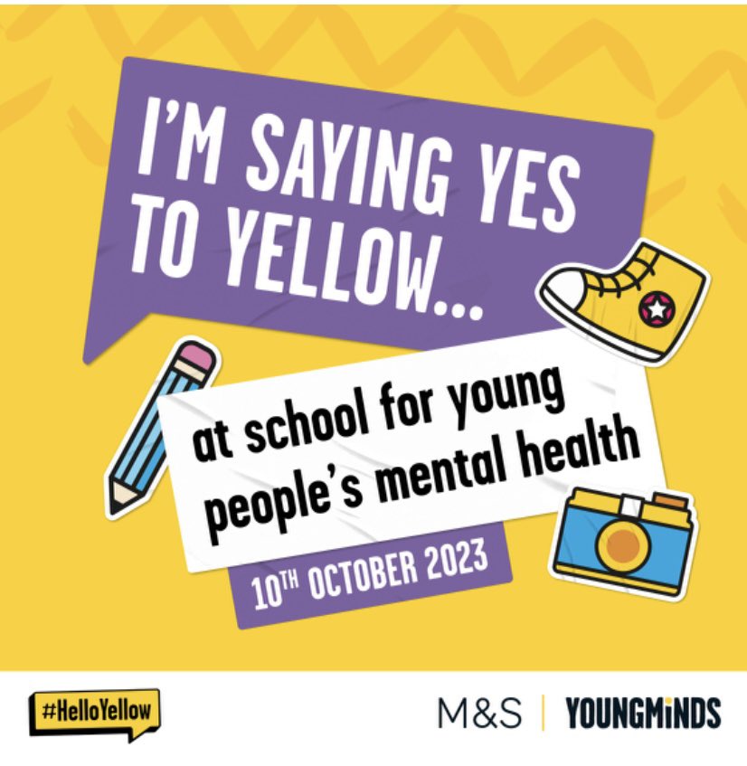 Today is Hello Yellow Day! Please swap an item of clothing for something yellow! #mentalhealth #healthminds