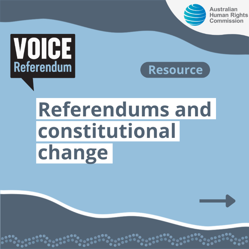 AusHumanRights's tweet photo. This Saturday, a referendum will be held to ask whether the Constitution should be changed to include a recognition of the First Peoples of Australia by establishing an Aboriginal and Torres Strait Islander Voice. Learn more in our educational resource: