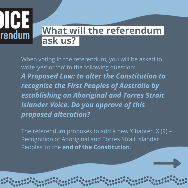 AusHumanRights's tweet photo. This Saturday, a referendum will be held to ask whether the Constitution should be changed to include a recognition of the First Peoples of Australia by establishing an Aboriginal and Torres Strait Islander Voice. Learn more in our educational resource: