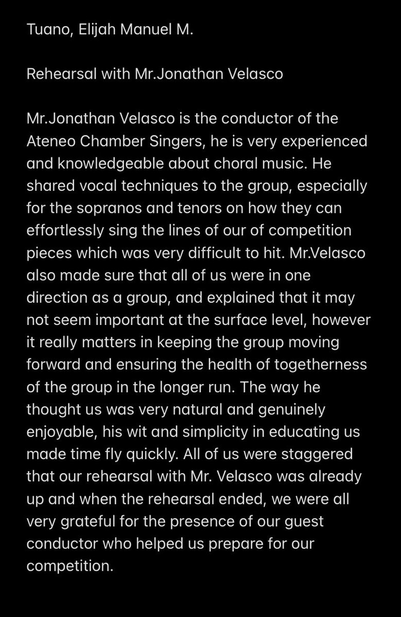elibuiii's tweet photo. WORKSHOP:
Workshop with Sir Jonathan Velasco

Credit Hours: 4 Hours
Word Count: 161
@FEUCenterArts https://t.co/B6TCNepDQs