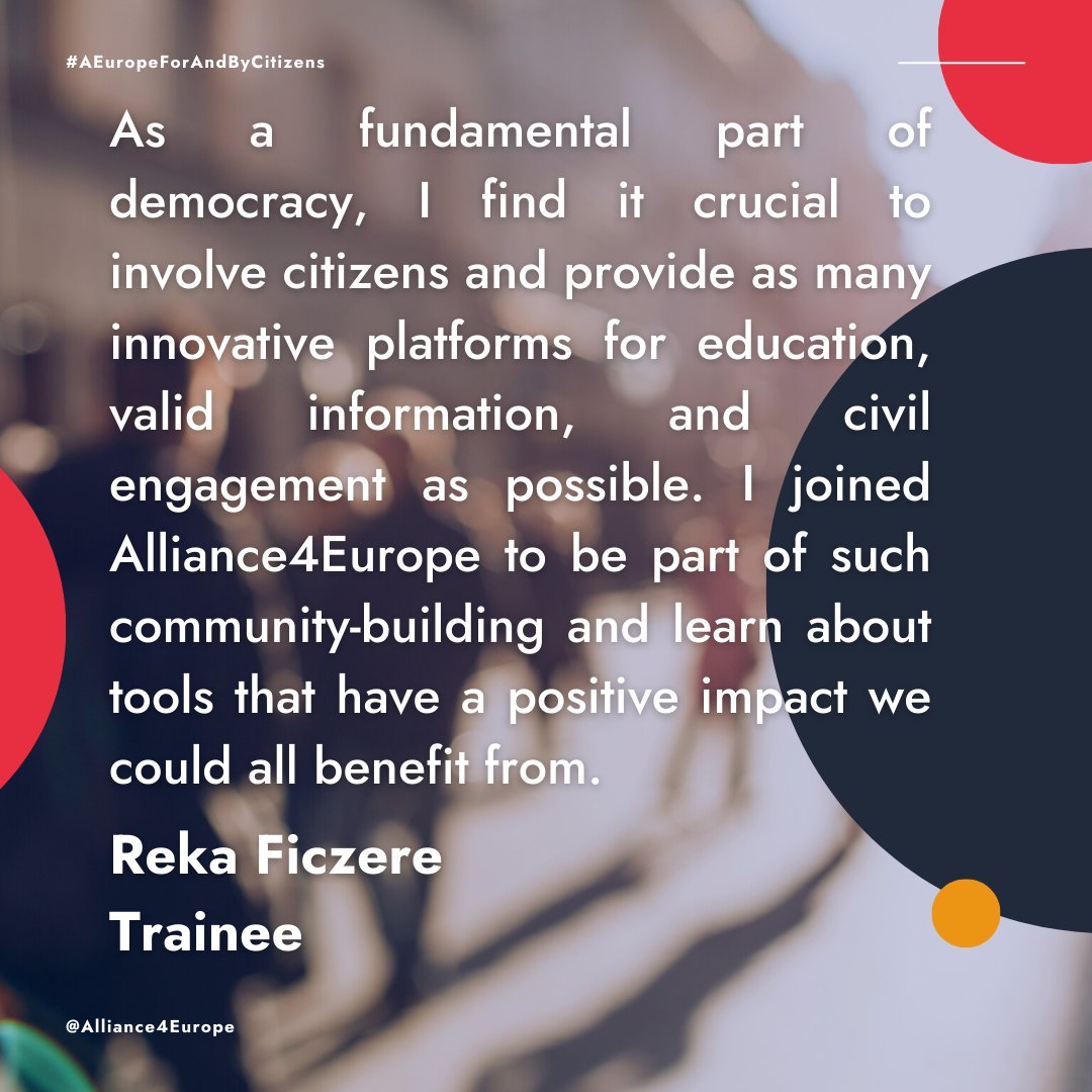 Meet Reka, one of our trainees! 👋 Read her story of why she joined Alliance4Europe. #Democracy #CivilSociety #Europe