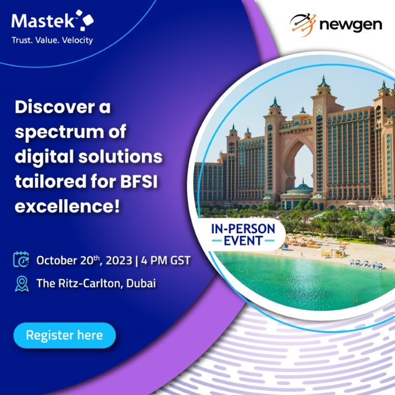 Mastekltd's tweet photo. Join us for an immersive BFSI In-person Event in Dubai, alongside industry experts across the financial spectrum.
Register here: https://t.co/437iVFS5KN
#decomplexdigital #BFSI #dubai https://t.co/bqVKSGbWNT