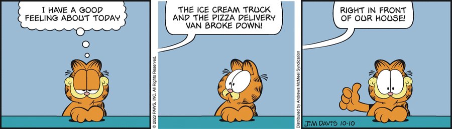 DailyGarfcast's tweet photo. Garfield by Jim Davis for Tue, 10 Oct 2023 https://t.co/hzwF2nOEN2