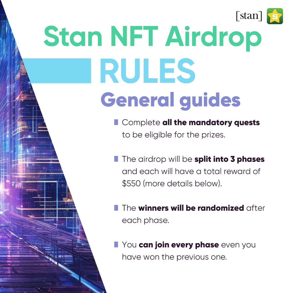 stan_co_ltd's tweet photo. Are you ready for #Stan first #NFTDROP with the total prize of more than $1650?🔥

Save the time: 11/10 8:00 AM (UTC)⏳
How to join👉 https://t.co/gVrWyWrLUx

Be ready and share with your friends❤️ https://t.co/o2w3sqPJNW