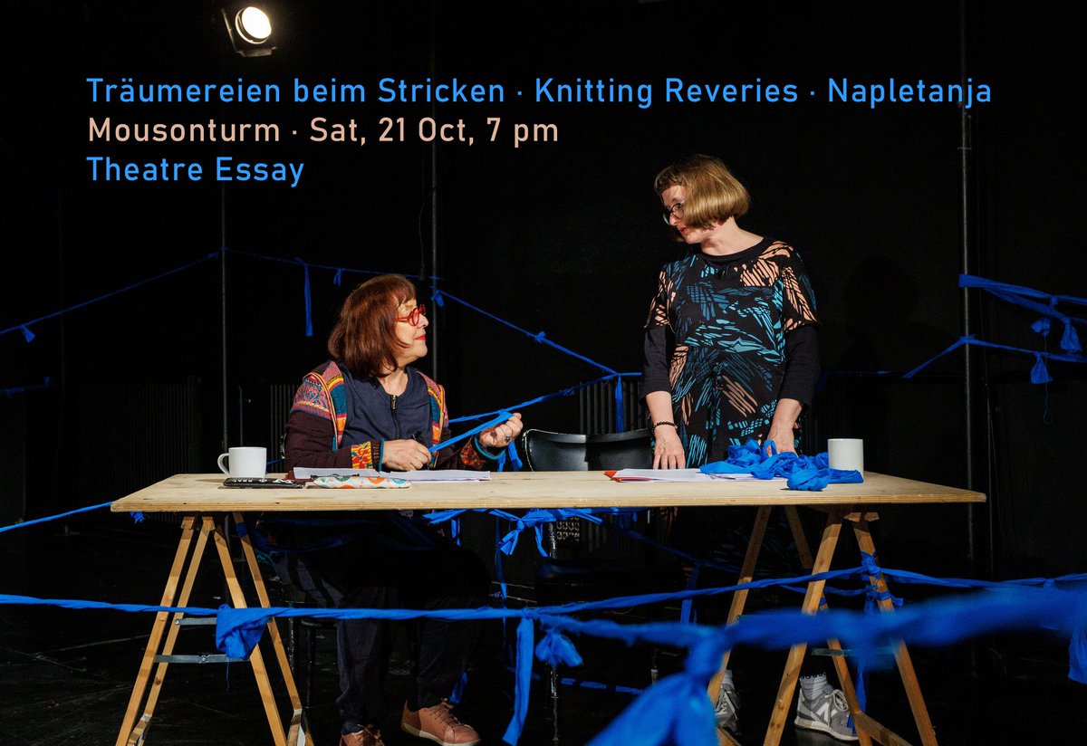 Bojana Kunst (@kunstbody) on Twitter photo 🧶 Träumereien beim Stricken · Knitting Reveries 🌀 my theatre essay with Damjana Černe in #Frankfurt ~ #Mousonturm, Saturday, 21 October 2023 at 7 pm
mousonturm.de/events/knittin…
· co-produced by NOVA POŠTA (<a href="/zavodmaska/">Maska</a> and <a href="/MladinskoTheatr/">Slovensko mladinsko gledališče</a>) and Moment
#JAK <a href="/Book_Fair/">FrankfurterBuchmesse</a> 🧶 Träumereien beim Stricken · Knitting Reveries 🌀 my theatre essay with Damjana Černe in #Frankfurt ~ #Mousonturm, Saturday, 21 October 2023 at 7 pm
mousonturm.de/events/knittin…
· co-produced by NOVA POŠTA (<a href="/zavodmaska/">Maska</a> and <a href="/MladinskoTheatr/">Slovensko mladinsko gledališče</a>) and Moment
#JAK <a href="/Book_Fair/">FrankfurterBuchmesse</a>