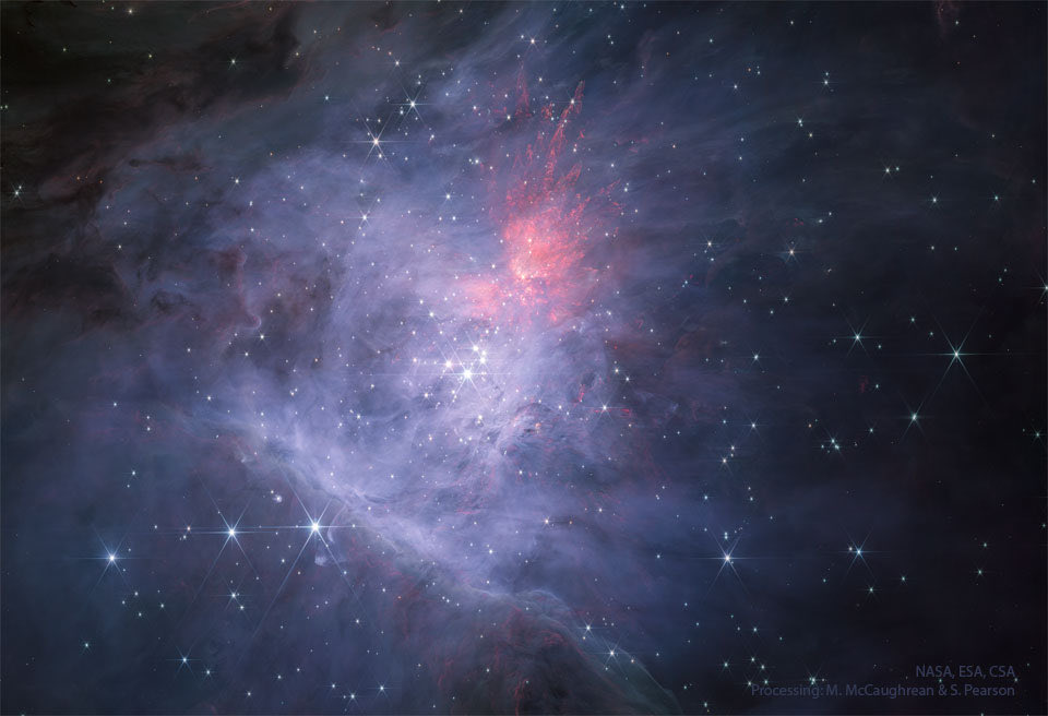 'Webb Space Telescope unveils secrets of Orion Nebula - a bustling cosmic neighborhood with young stars, hot gas, and hidden Jupiter-Mass Binary Objects. Stunning insight into star formation! 🌟🔭 #OrionNebula #WebbTelescope #SpaceDiscovery'