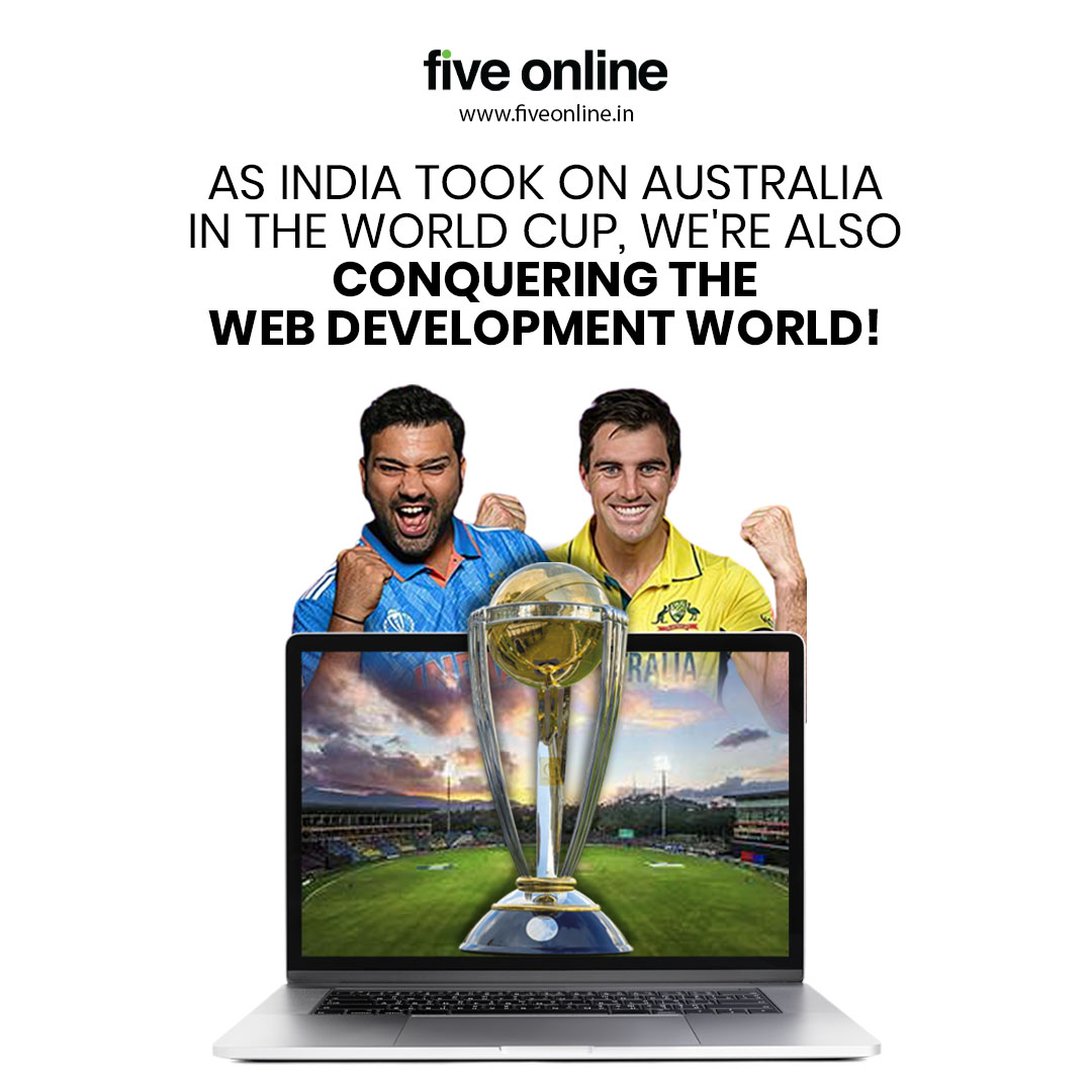 FiveOnline2's tweet photo. India's victory in the first ICC World Cup 2023 match feels just like the first step in web development – we've got the winning code, now let's build a championship website!🇮🇳🏏🏆
#fiveonline #icc #WorldCup2023 #IndiaVsAus  #RohitSharma𓃵 #patcummins #Website #WebsiteDevelopment https://t.co/aGdCdlUGne