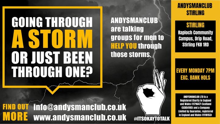 EVERY Monday.. getting busier ...Andy's Man Club Stirling - free to attend peer to peer support group for any man over 18.  #andysmanclub #itsokaytotalk #Raploch #stirling
Monday nights in Inspiring Communities hub, Raploch Community Campus.