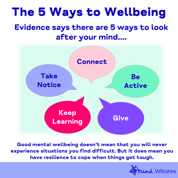 Evidence suggests there are 5 steps you can take to improve your mental health and wellbeing. Trying these things could help you feel more positive and able to get the most out of life. #mentalhealth #wellbeing #mentalhealthawareness #WorldMentalHealthDay2023