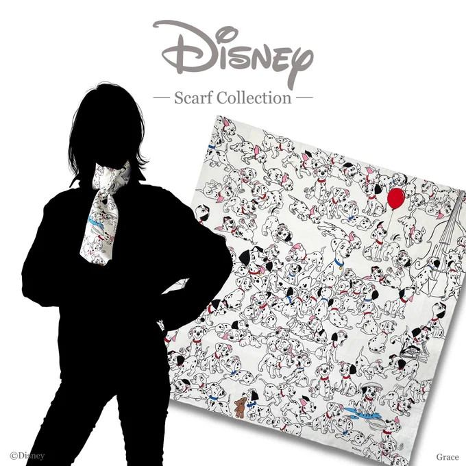【Disney/ Scarf】 -101 Dalmatians-  『101匹わんちゃん』のダルメシアンファミリーデザイン🐶 賑やかで楽しそうなワンダフルライフをお手元で覗いてみてください❤️  #101匹わんちゃん #ダルメシアン #ディズニー #Disney