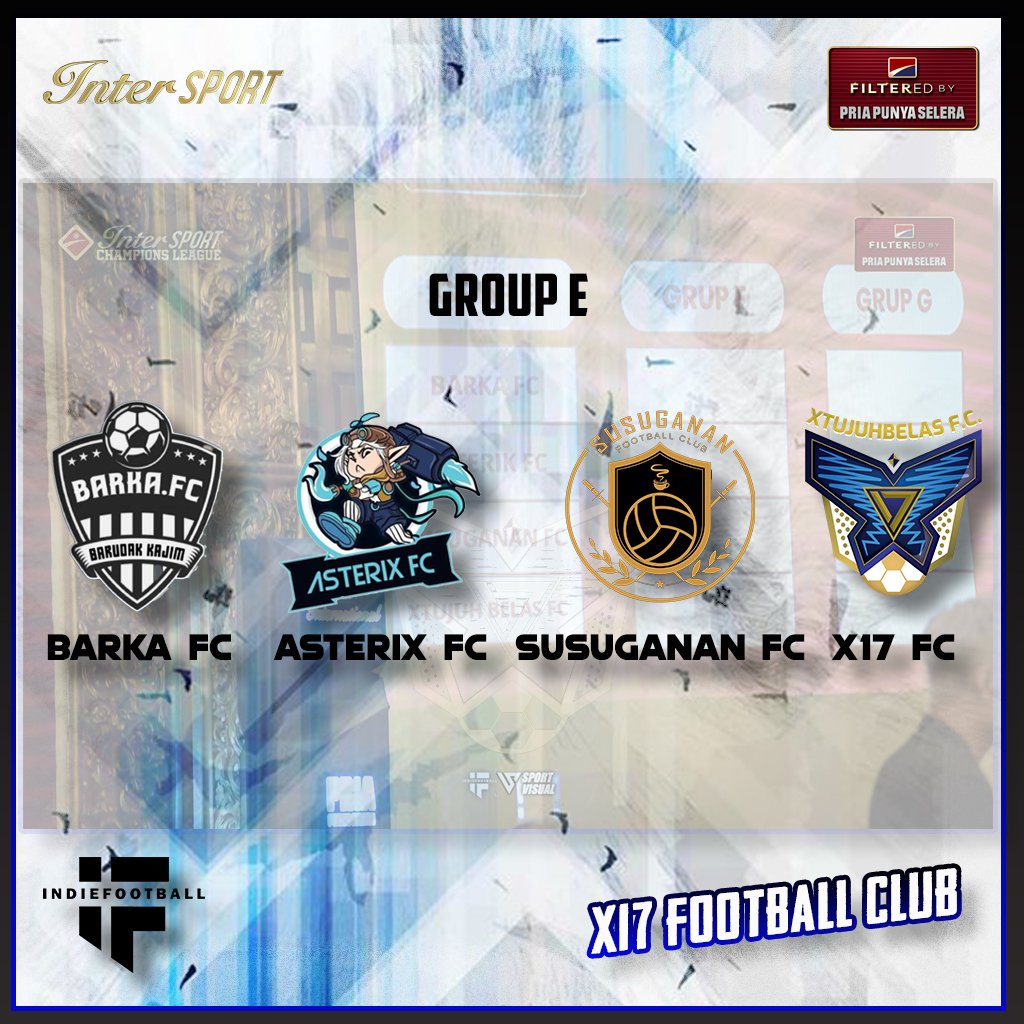 x17fc's tweet photo. Our group draw results! 
Ready for the challenges ahead! 💪🏆⚽️ 

Group stage opponents revealed, and we're pumped up for the showdown!! 

#INTERSPORT #ISCL2023 #UNSTOPABLEBATTLE  
#mahawira17 #x17fc #x17fcpunyaselera https://t.co/czk2YZCVbY