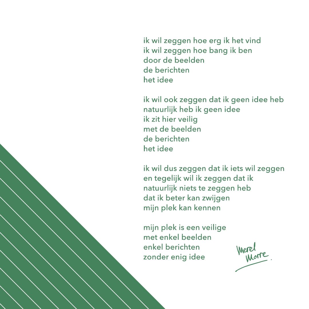 Ik wil zeggen dat ik natuurlijk niets te zeggen heb. Want mijn plek is een veilige