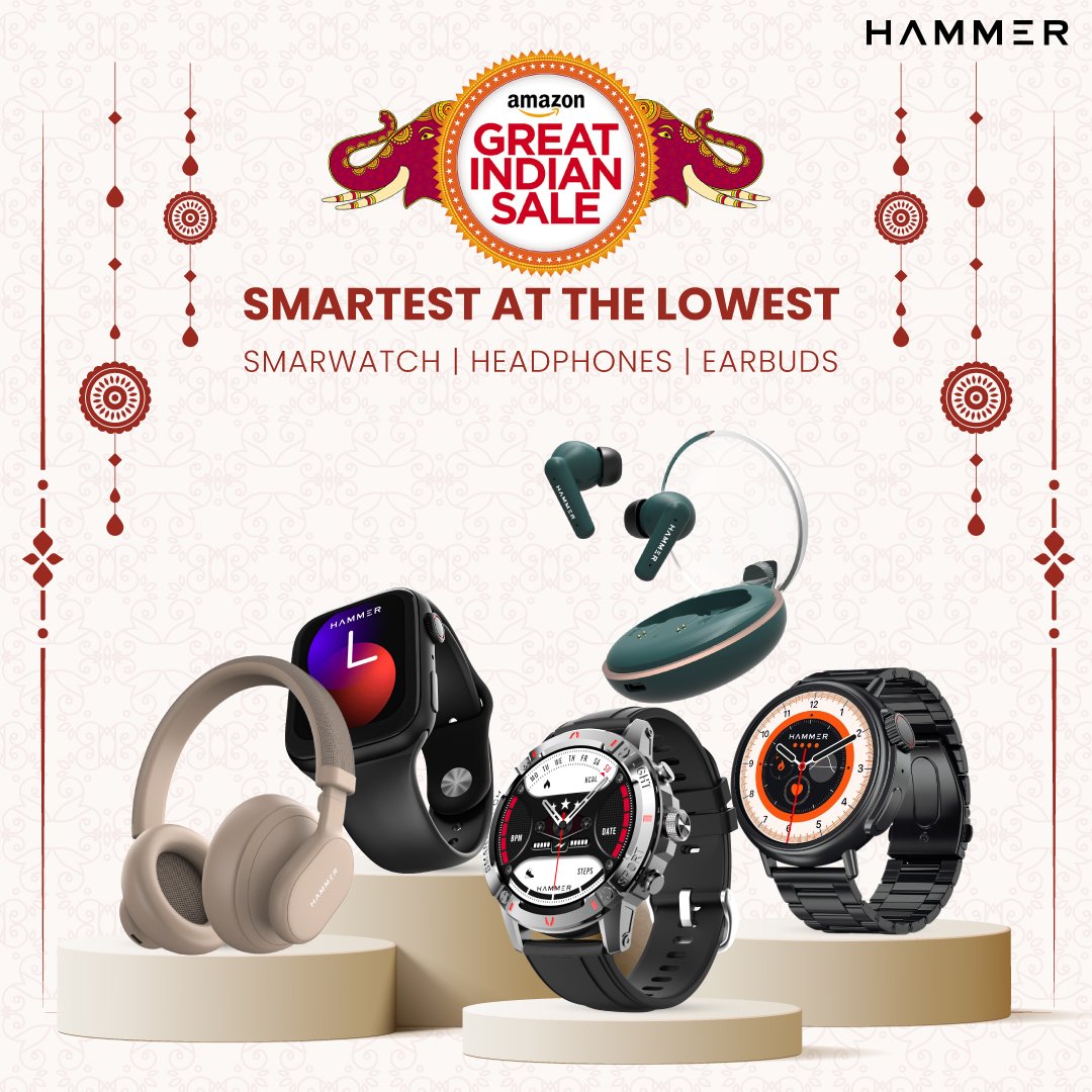 Hear it, wear it, love it! 
Explore the world of unmatched sound and style with our audio and smartwatch collection, available at unbeatable prices at the Amazon Great Indian Festival Sale. 

Start shopping now! 🎧💖
amzn.to/46DahYL

#GreatIndianFestival #Hammer  #AGIF