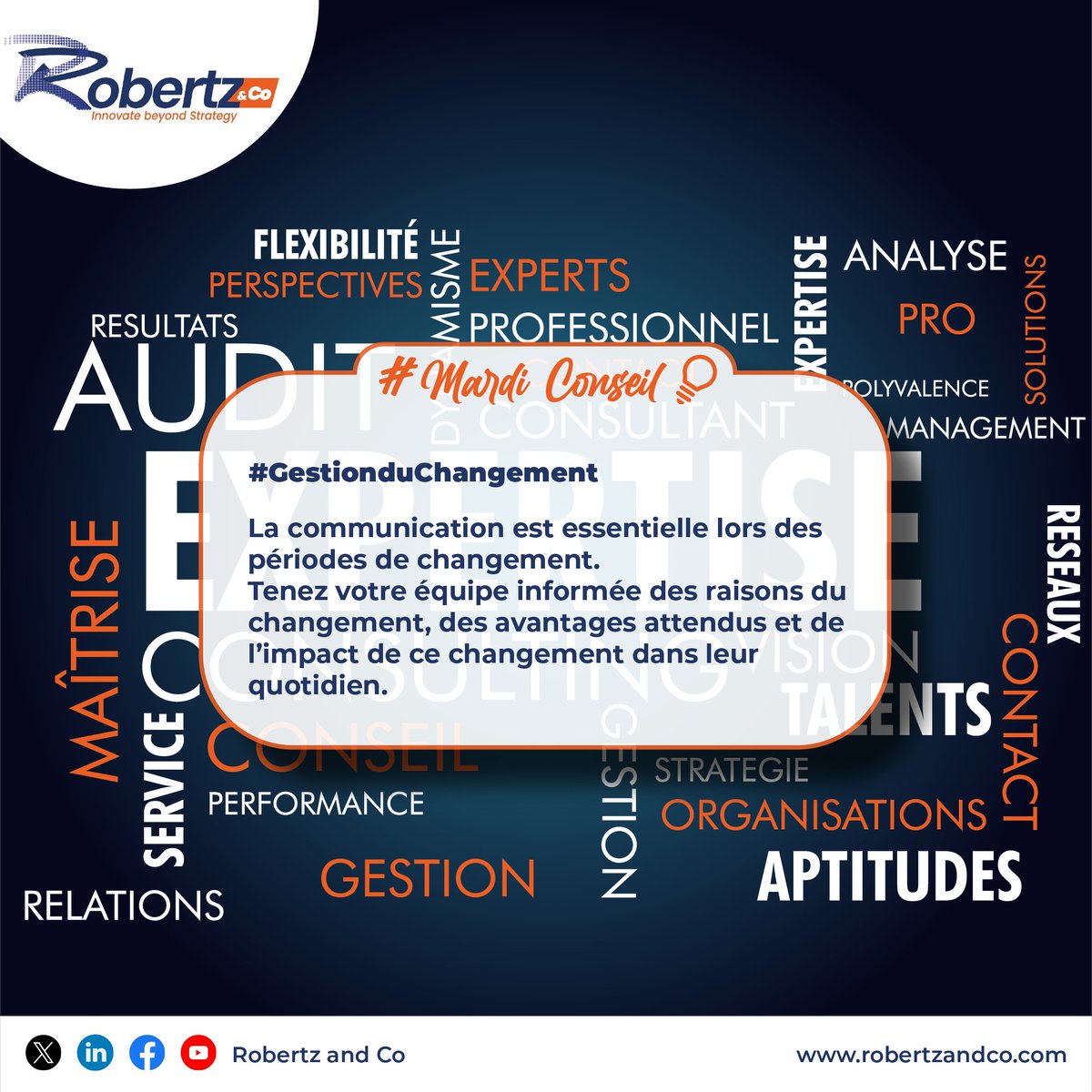 Pour ajouter de la Valeur à ton fils d'actualité, abonne-toi🔔au #MardiConseil de Robertz and Co.

#MardiConseil #GestionduChangement #Partage #𝐑𝐨𝐛𝐞𝐫𝐭𝐳𝐚𝐧𝐝𝐂𝐨 #𝐋𝐞𝐚𝐝𝐞𝐫𝐬 #𝐄𝐱𝐩𝐞𝐫𝐢𝐞𝐧𝐜𝐞 #𝐂𝐨𝐧𝐬𝐞𝐢𝐥 #𝐒𝐭𝐫𝐚𝐭𝐞𝐠𝐢𝐞 #Marketing #OctobreRose2023